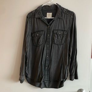 AE Charcoal Gray Boyfriend Button Down
